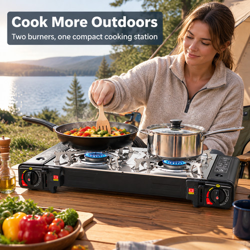 Portable double burner gas - double,